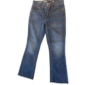 J.Crew Demi Boot Crop Jeans Frayed Cuff Med Rinse Sz 24 EUC Preppy Denim Goals